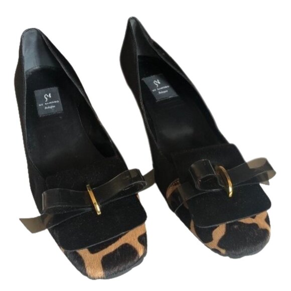 Vintage Y2K Di Sandro Bologna bow animal print kitten heel shoes - Picture 1 of 15